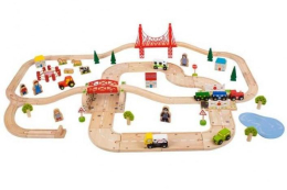 Bigjigs Rail dopravní dvouúrovňová vláčkodráha - 130 dílů