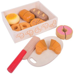 Bigjigs Toys Dřevěné potraviny - Krájení pečiva v krabičce