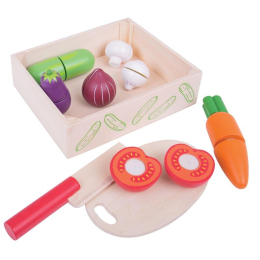 Bigjigs Toys dřevěné potraviny - Krájení zeleniny v krabičce