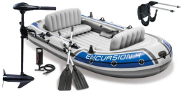 SET - Nafukovací čln Intex Excursion 5 set s držiakom a elektromotorom Maxima P 48