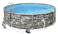 Bazén Bestway Power Steel Stone 4,88 x 1,22 m s kartušovou filtrací a příslušenstvím