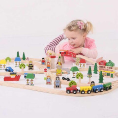 Bigjigs Toys Čajová puntikovaná sada v piknikovém koši
