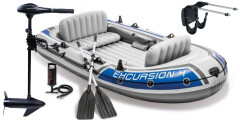 SET - Nafukovací čln Intex Excursion 4 set s držiakom a elektromotorom Maxima P 30