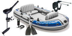 SET - Nafukovací čln Intex Excursion 4 set s držiakom a elektromotorom Maxima A 48