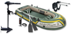SET - Nafukovací čln Intex Seahawk 3 set s držiakom a elektromotorom Maxima P 40