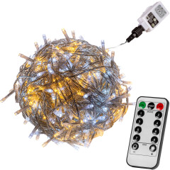 Vánoční LED osvětlení 20 m 200 diod s ovladačem studená bílá