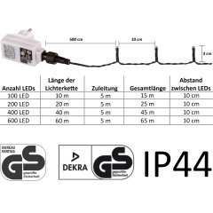 Vánoční LED osvětlení 20 m 200 diod s ovladačem teplá bílá