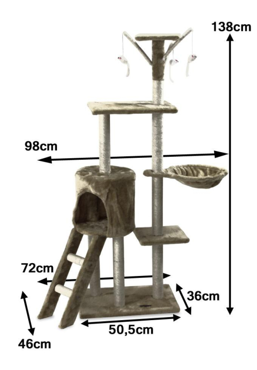 Škrabadlo pre mačky Hawaj 138 cm tmavo hnedé Škrabadlo pre mačky 138 cm tmavo šedé